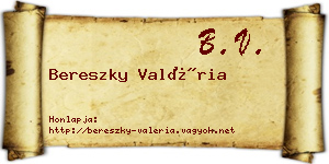 Bereszky Valéria névjegykártya